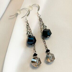 Black & Smoky Topaz Bead Earrings